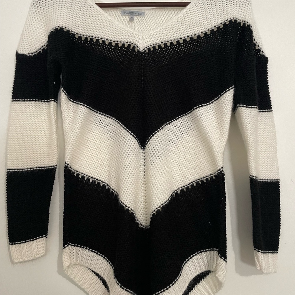 Black and White Striped Women's Sweater